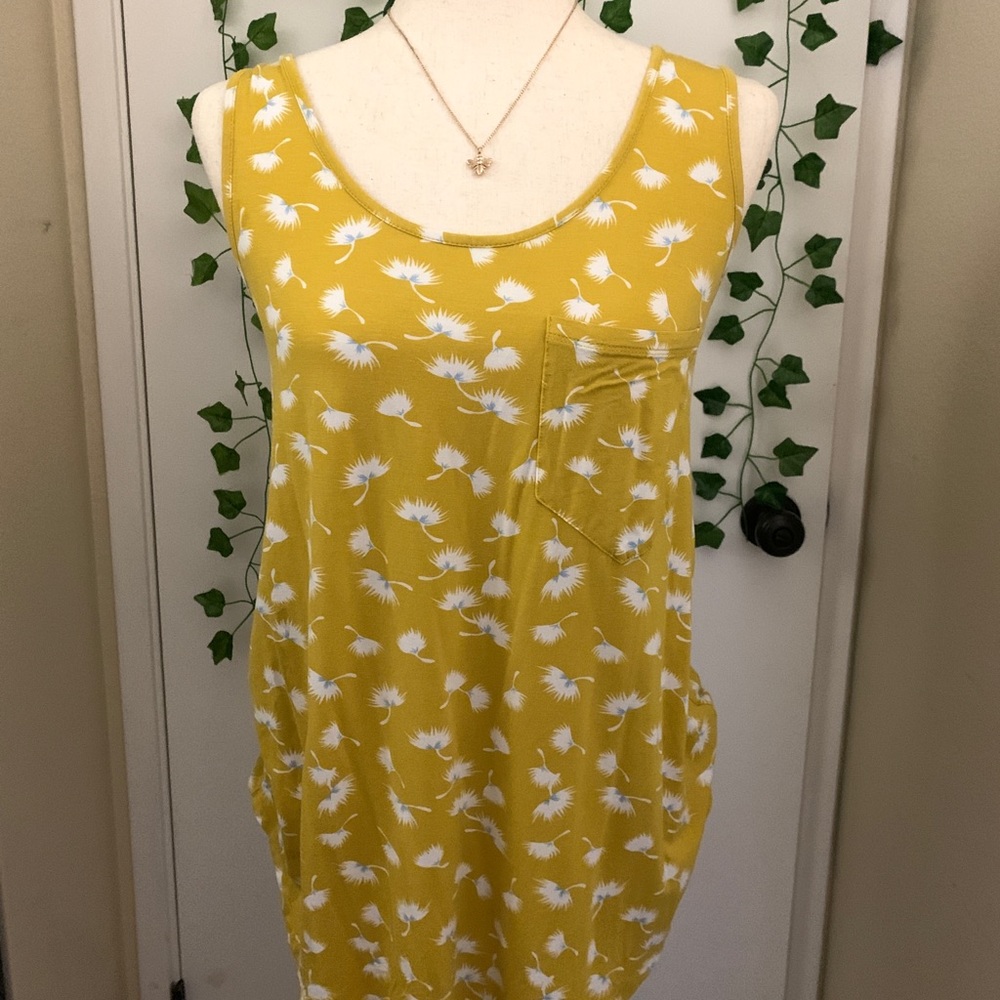 Yellow Dandelion Floral Tank Top